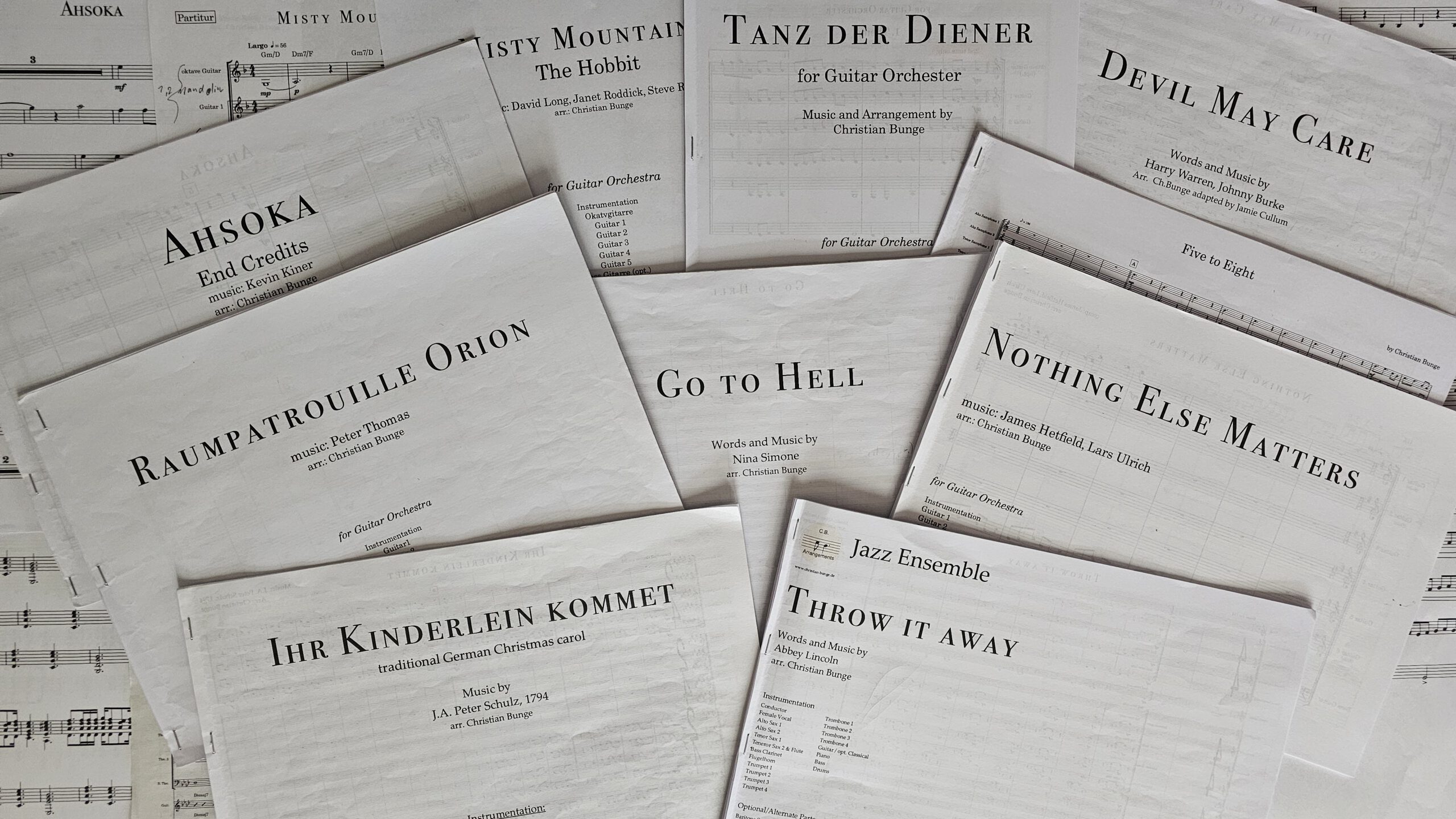 Notenmaterial für Arrangements verschiedener Besetzungen
