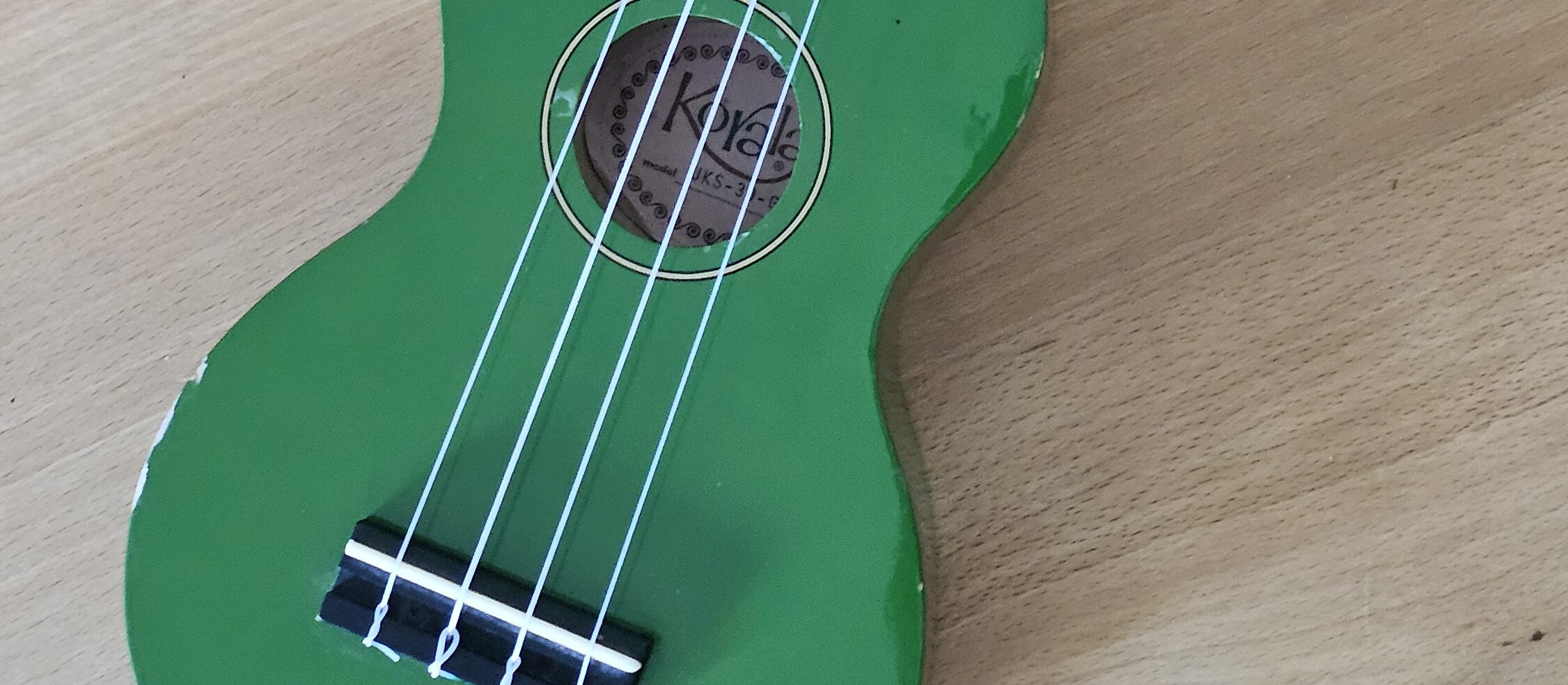 Grüne Ukulele für leichte Songs mit Tabulatur