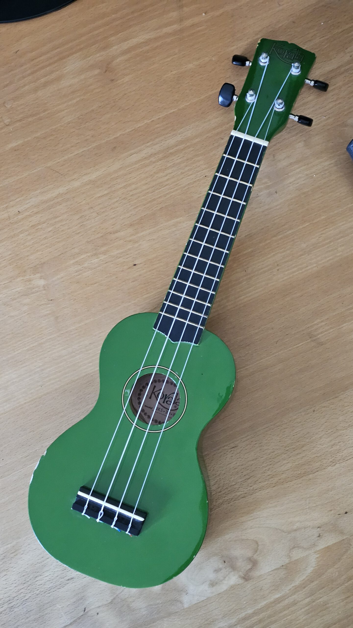 Grüne Ukulele für leichte Songs mit Tabulatur